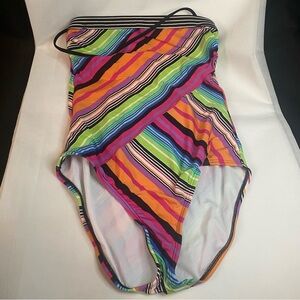 Kenneth Cole Pink and Orange One Piece Swimsuit